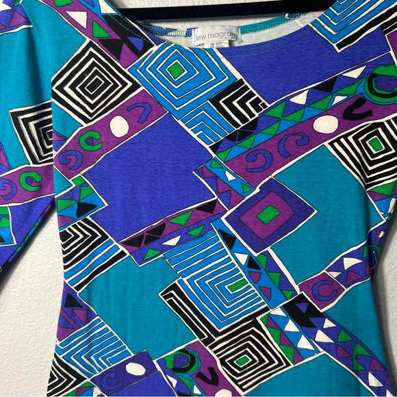 Vintage Geometric Colorful 90’s Dress in Blue and Purple - Picture 12 of 17